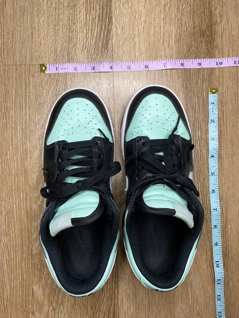 Nike By You Dunk Lows Black and Mint Green Size 5.5 US - Picture 6 of 11
